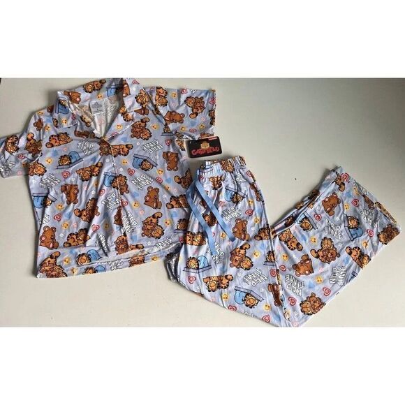 2 Pc Nickelodeon Garfield Nap Time PJ Pajama Set Women’s Sz S Soft Pants NEW - Picture 2 of 13
